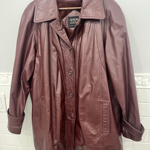 Made In Korea 70’s Vintage Leather Trench Coat Fully Removable Lining Size large - Picture 2 of 6